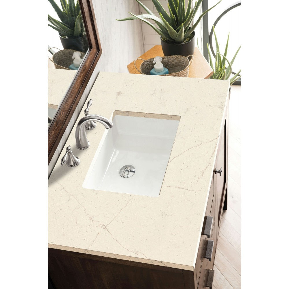 Addison 36" Single Vanity, Mid Century Acacia, w/ 3 CM Eternal Marfil Quartz Top