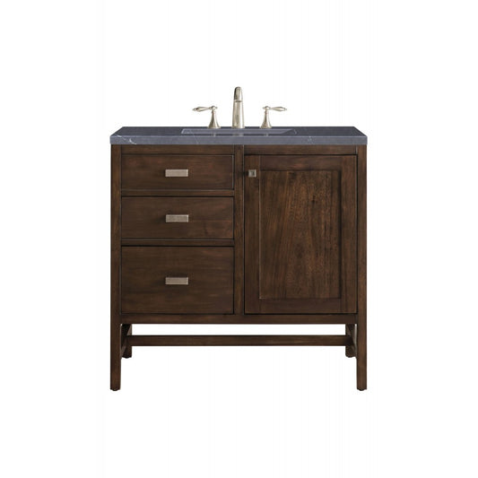 Addison 36" Single Vanity Mid Century Acacia w/3 CM Soapstone Quartz Top