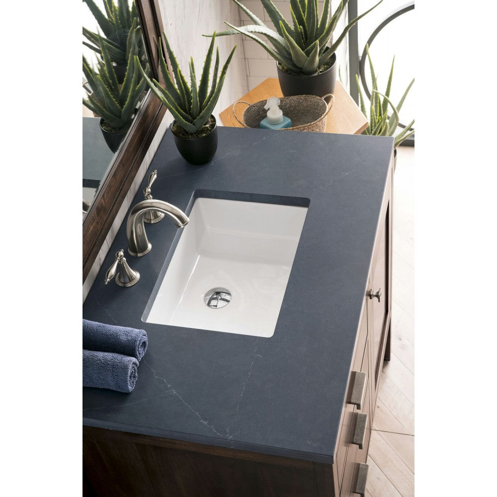 Addison 36" Single Vanity Mid Century Acacia w/3 CM Soapstone Quartz Top