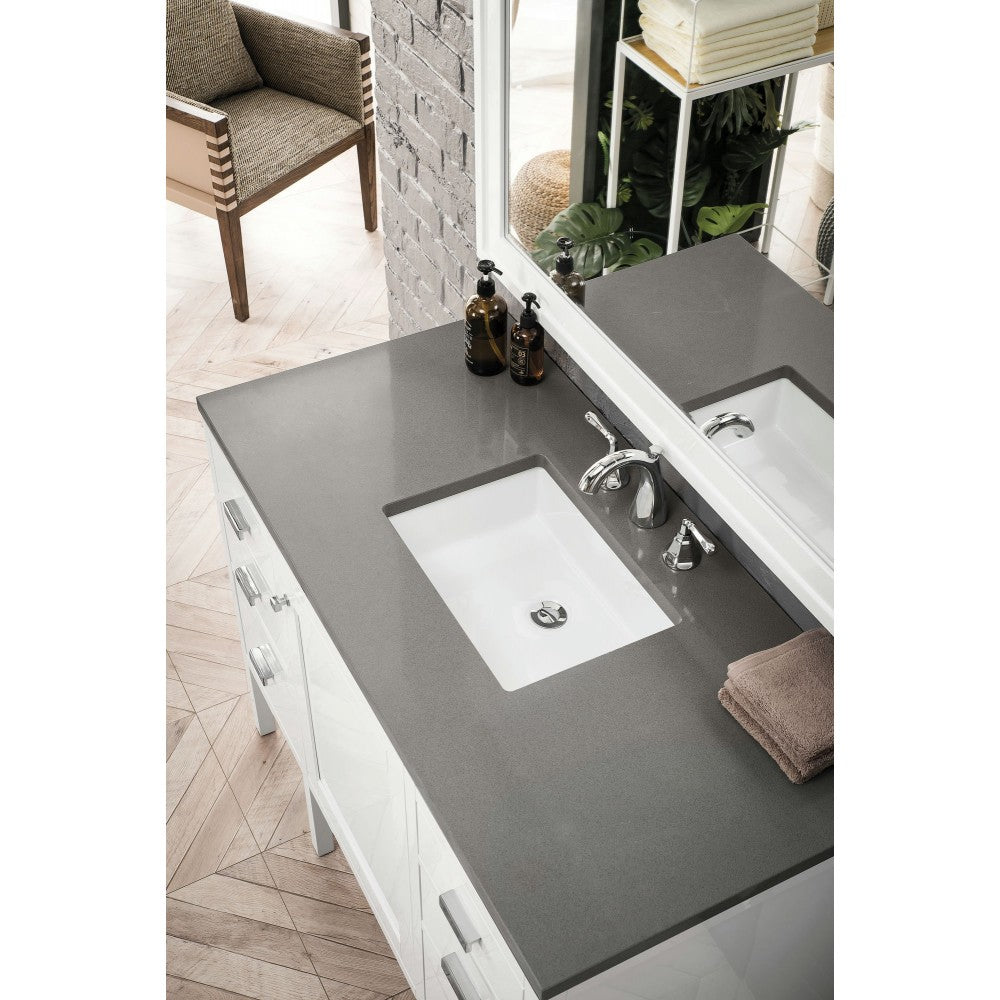 Addison 48" Single Vanity Cabinet, Glossy White, w/ 3 CM Gray Expo Quartz Top