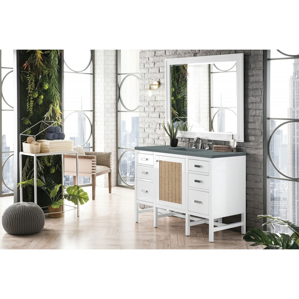 Addison 48" Single Vanity Cabinet, Glossy White, w/ 3 CM Cala Blue Top