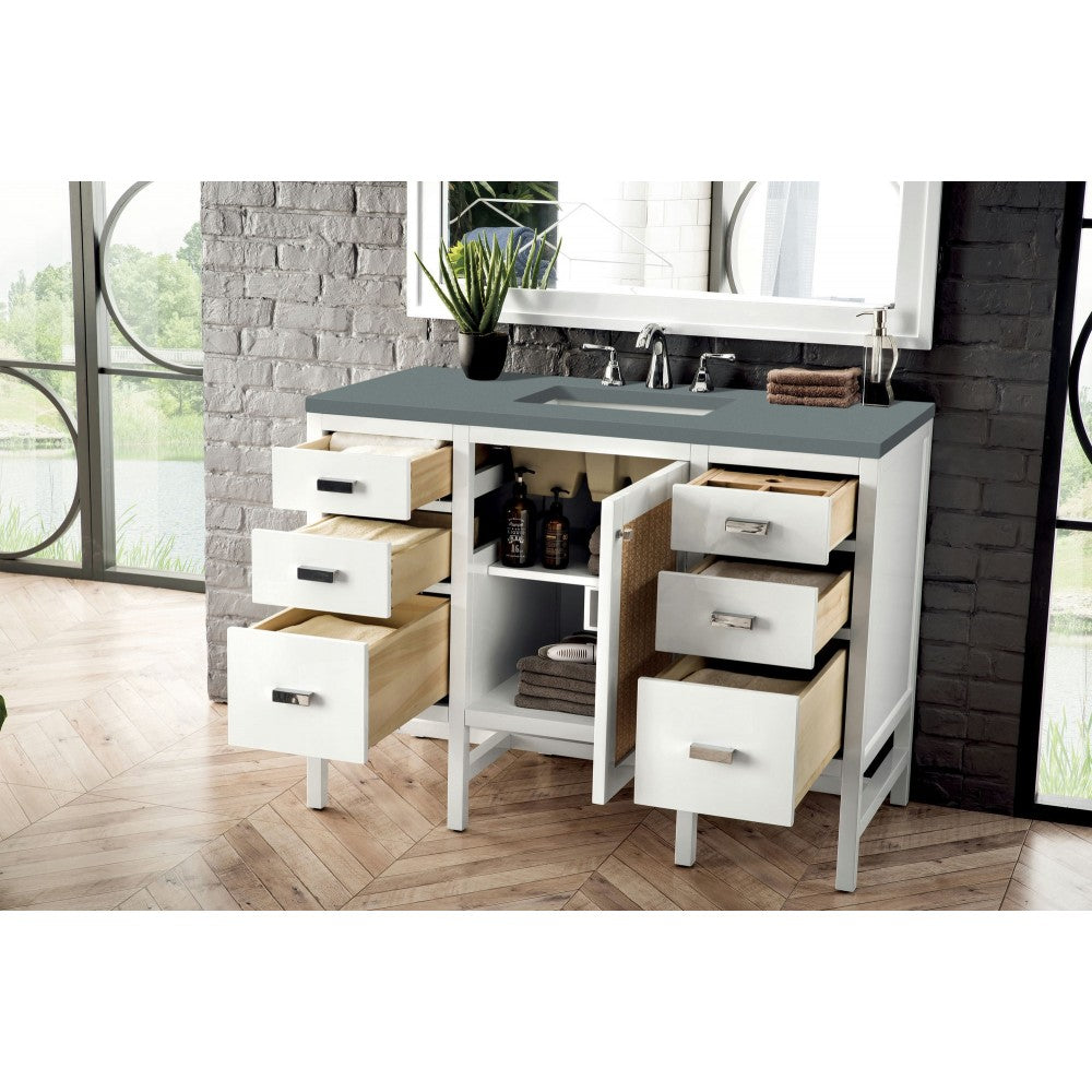 Addison 48" Single Vanity Cabinet, Glossy White, w/ 3 CM Cala Blue Top