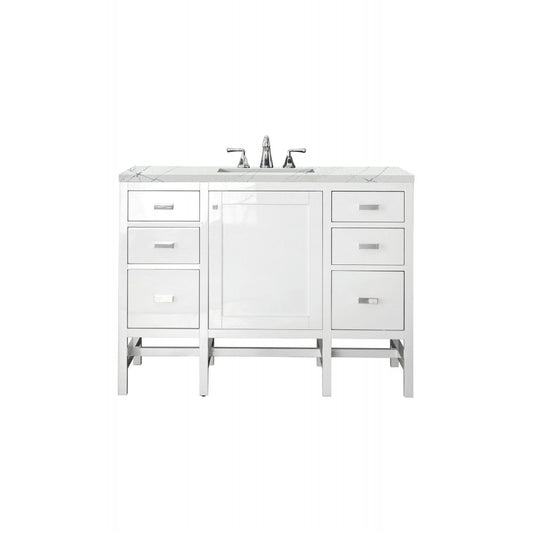 Addison 48" Single Vanity Cabinet, Glossy White, w/ 3 CM Ethereal Noctis Top