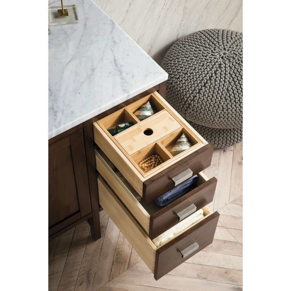 Addison 48" Single Vanity Cabinet, Mid Century Acacia, w/ 3 CM Carrara White Top