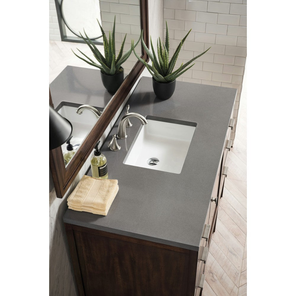 Addison 48" Single Vanity, Mid Century Acacia, w/ 3 CM Gray Expo Quartz Top
