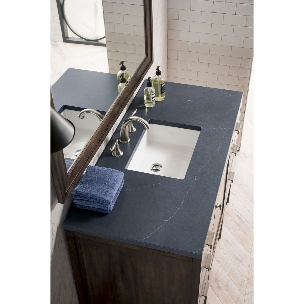 Addison 48" Single Vanity Mid Century Acacia w/3 CM Soapstone Quartz Top