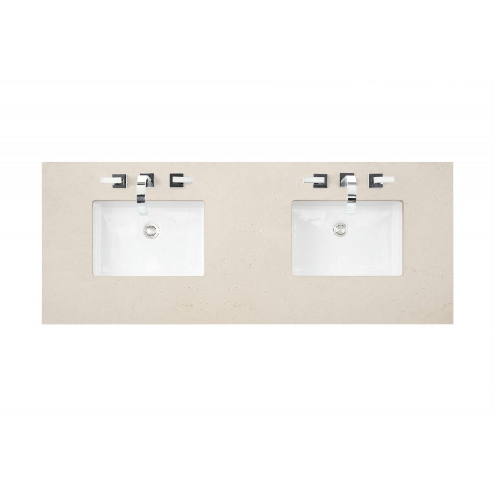 Addison 60" Double Vanity Cabinet, Glossy White, w/ 3 CM Eternal Marfil Top