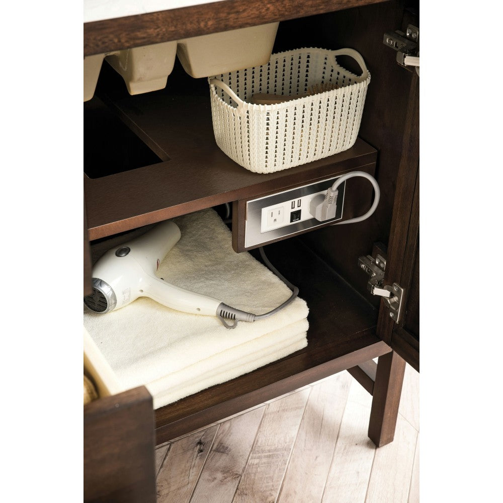 Addison 60" Double Vanity Cabinet, Mid Century Acacia, w/ 3 CM Carrara White Top