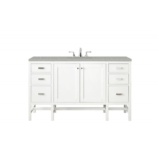Addison 60" Single Vanity Cabinet , Glossy White, w/ 3 CM Eternal Serena Top