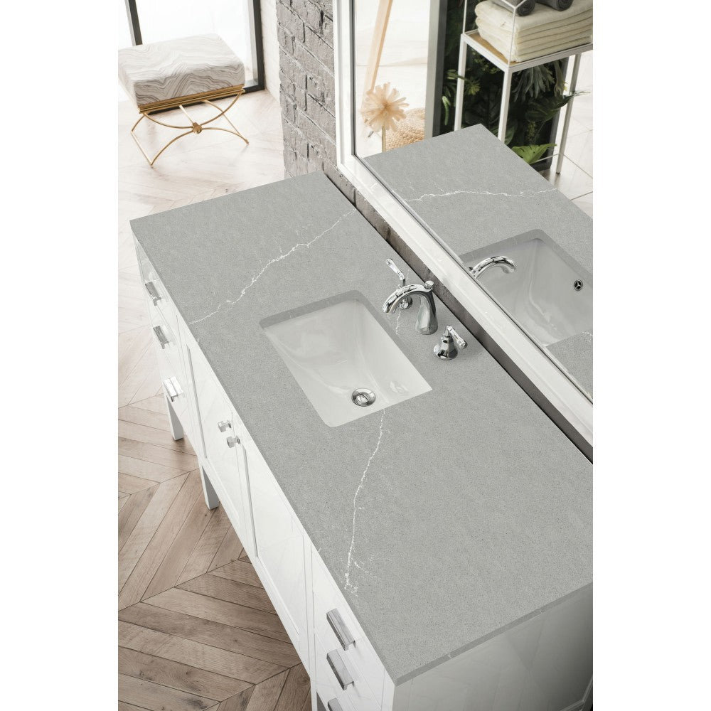Addison 60" Single Vanity Cabinet , Glossy White, w/ 3 CM Eternal Serena Top
