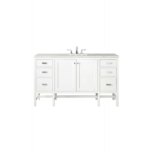 Addison 60" Single Vanity , Glossy White, w/ 3 CM Arctic Fall Solid Surface Top
