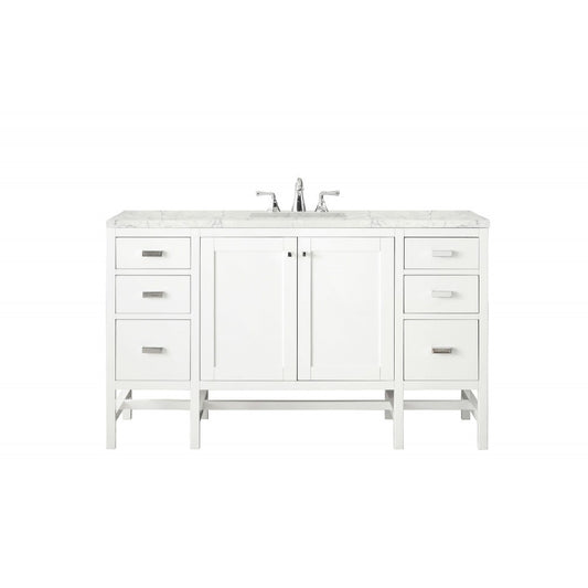 Addison 60" Single Vanity  Glossy White w/ 3 CM Eternal Jasmine Pearl Quartz Top