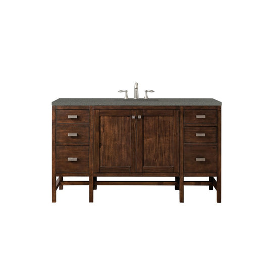 Addison 60" Single Vanity , Mid Century Acacia, w/ 3 CM Gray Expo Quartz Top