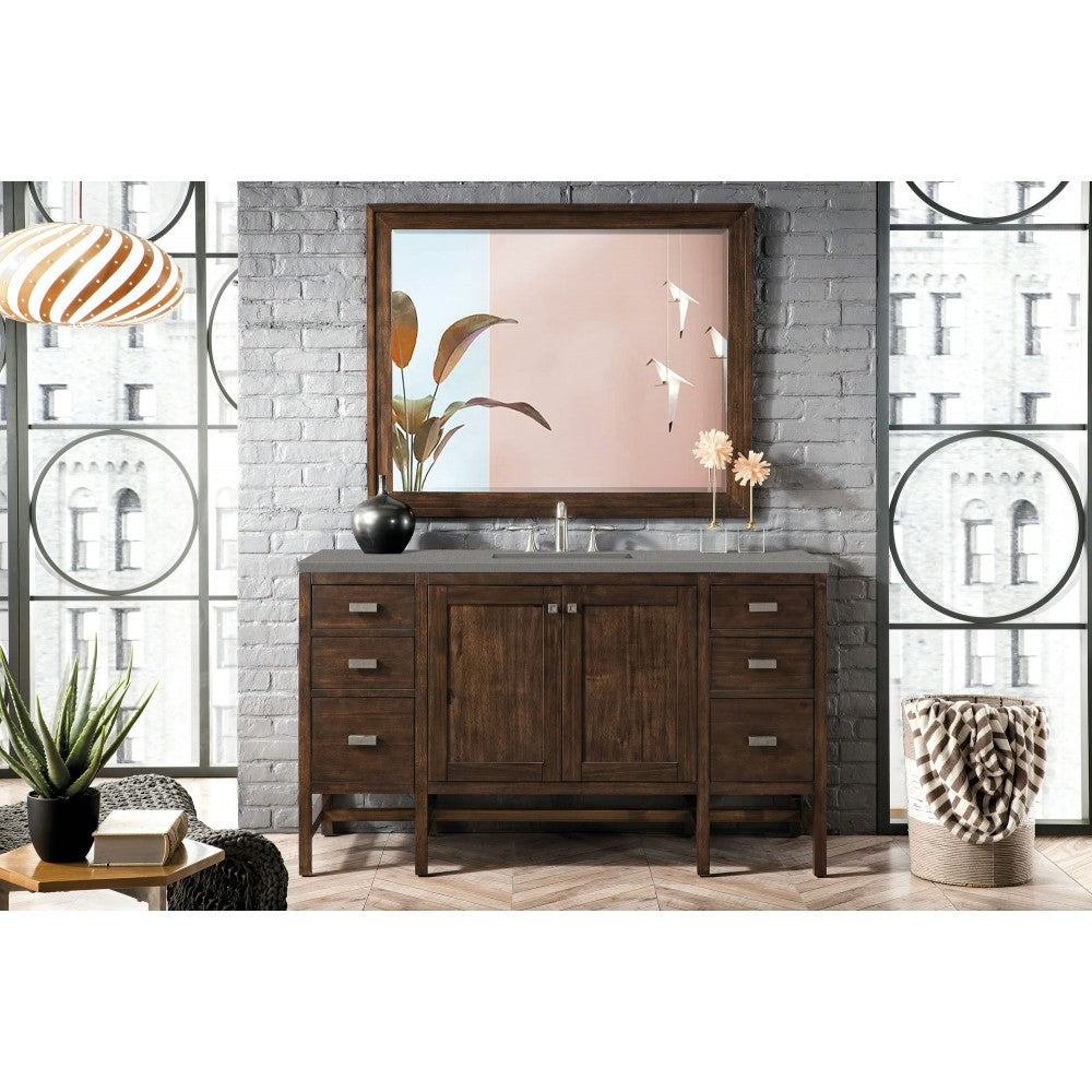 Addison 60" Single Vanity , Mid Century Acacia, w/ 3 CM Gray Expo Quartz Top