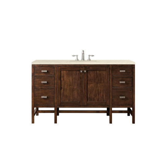 Addison 60" Single Vanity  Mid Century Acacia w/ 3 CM Eternal Marfil Quartz Top
