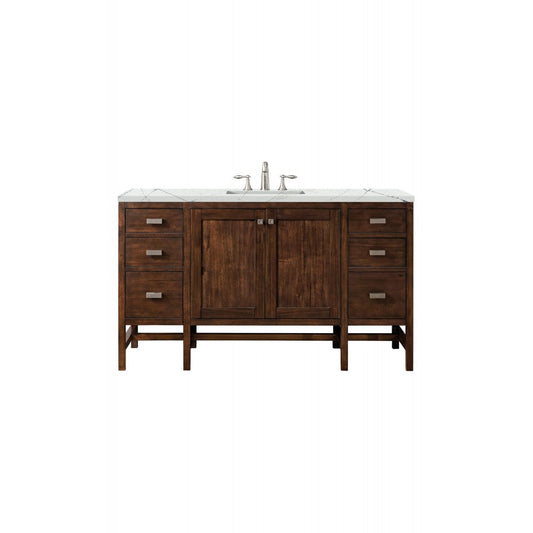 Addison 60" Single Vanity  Mid Century Acacia w/ 3 CM Ethereal Noctis Quartz Top