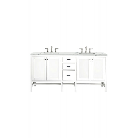 Addison 72" Double Vanity Cabinet, Glossy White, w/ 3 CM Ethereal Noctis Top