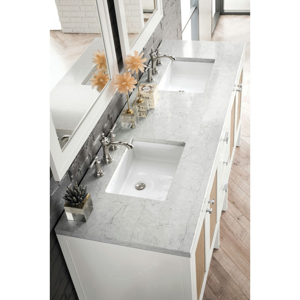 Addison 72" Double Vanity Glossy White w/ 3 CM Eternal Jasmine Pearl Quartz Top