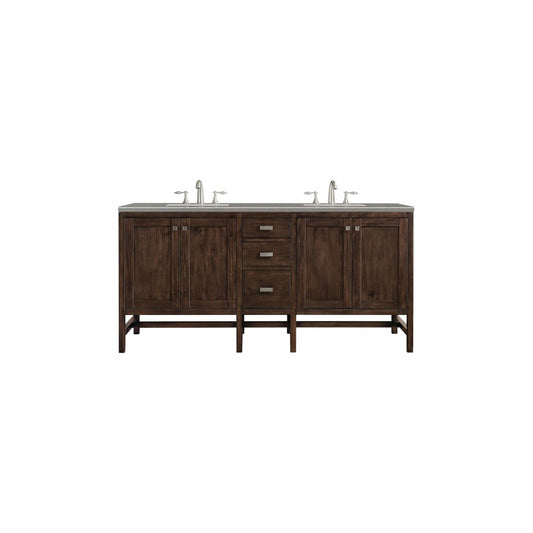 Addison 72" Double Vanity, Mid Century Acacia, w/ 3 CM Gray Expo Quartz Top