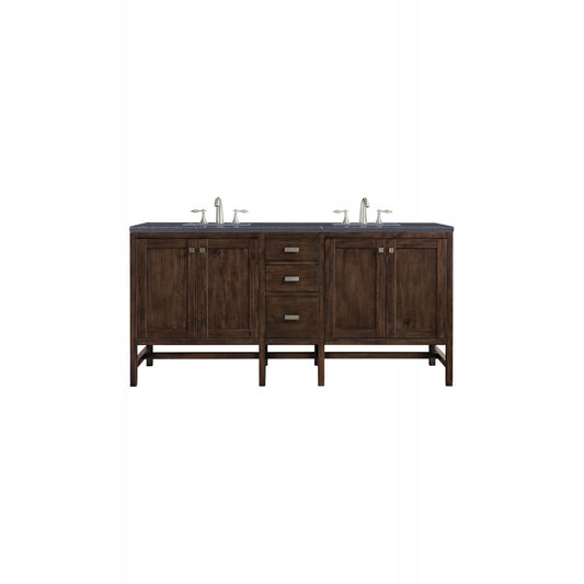 Addison 72" Double Vanity Mid Century Acacia w/3 CM Soapstone Quartz Top
