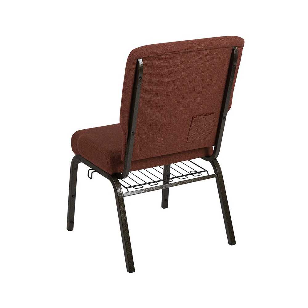 Advantage 20.5 in. Cinnamon Molded Foam Church Chair with Book Rack