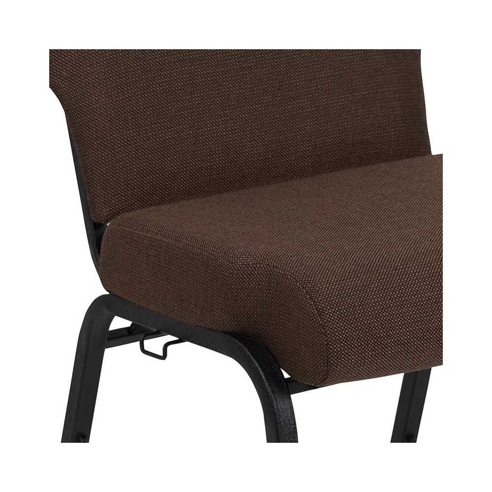 Advantage 20.5 in. Java Molded Foam Church Chair with Book Rack