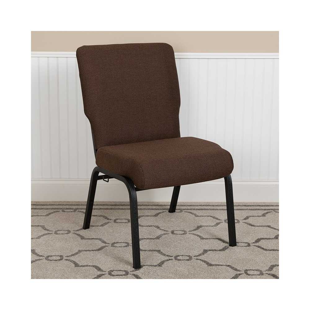 Advantage 20.5 in. Java Molded Foam Church Chair with Book Rack
