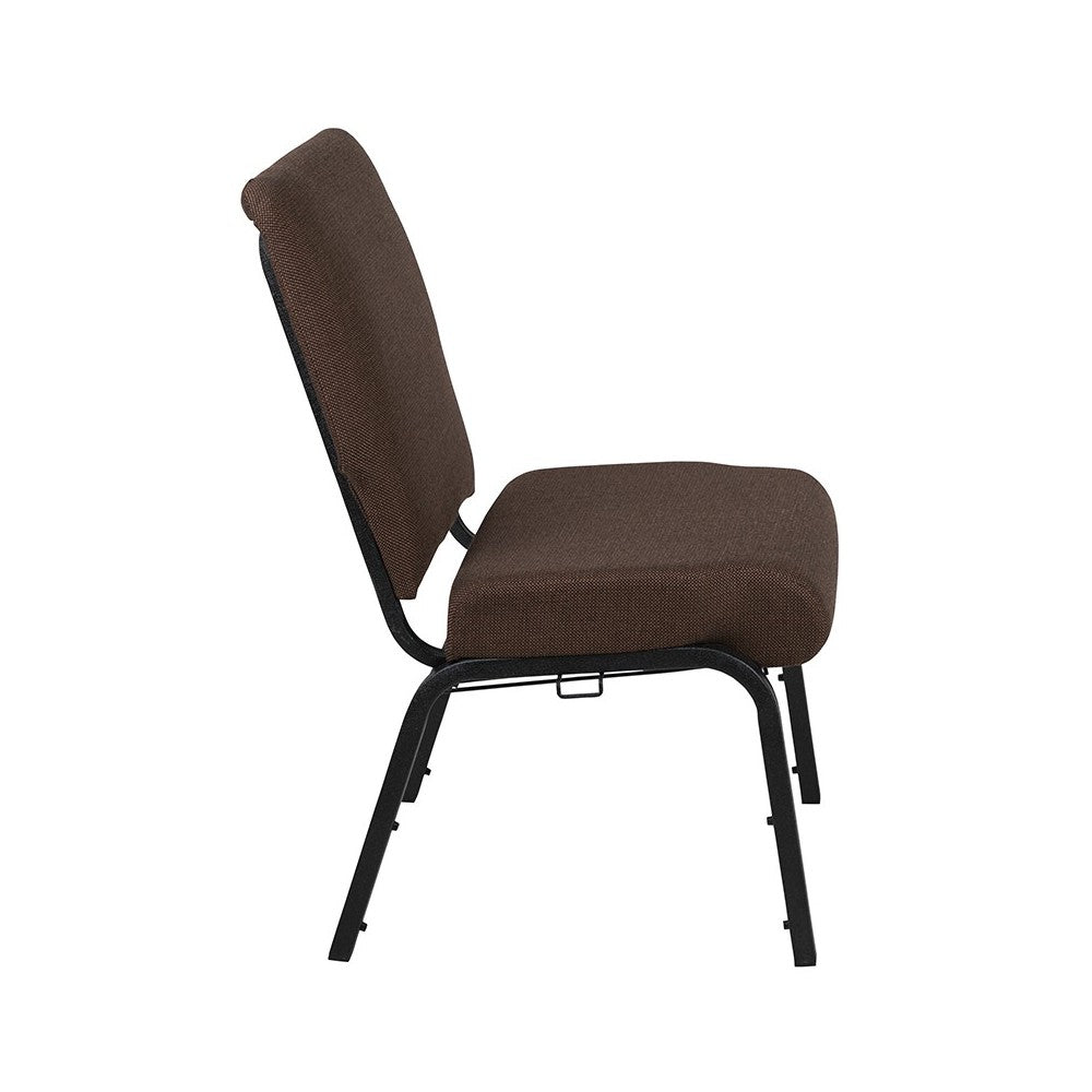 Advantage 20.5 in. Java Molded Foam Church Chair with Book Rack