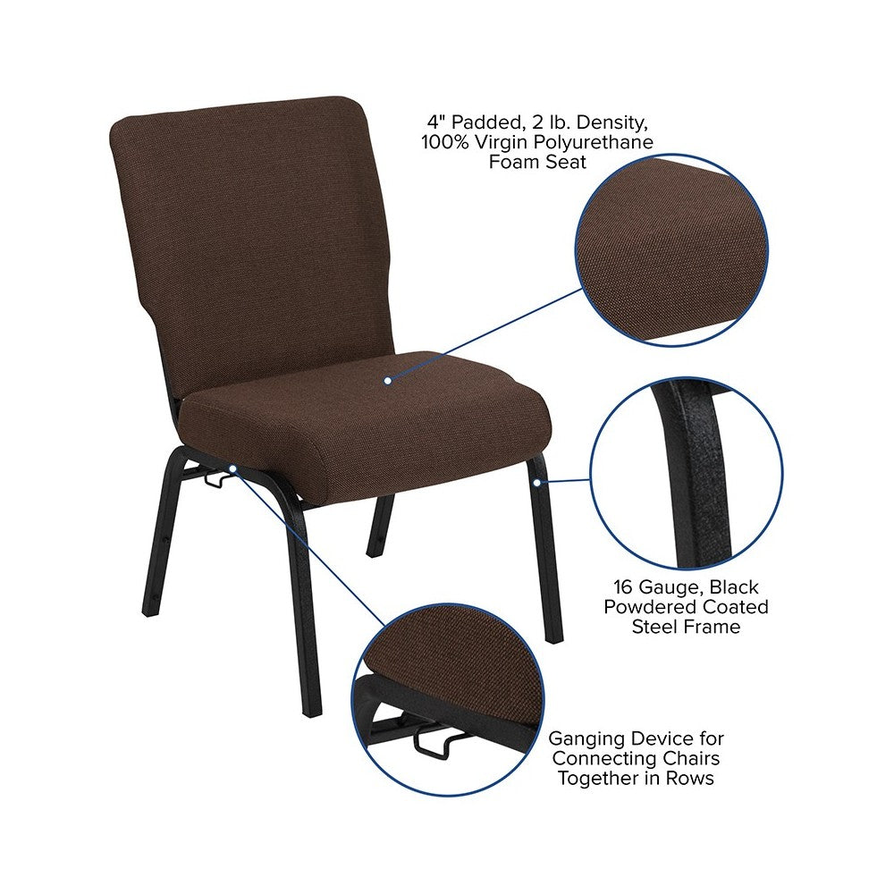 Advantage 20.5 in. Java Molded Foam Church Chair with Book Rack