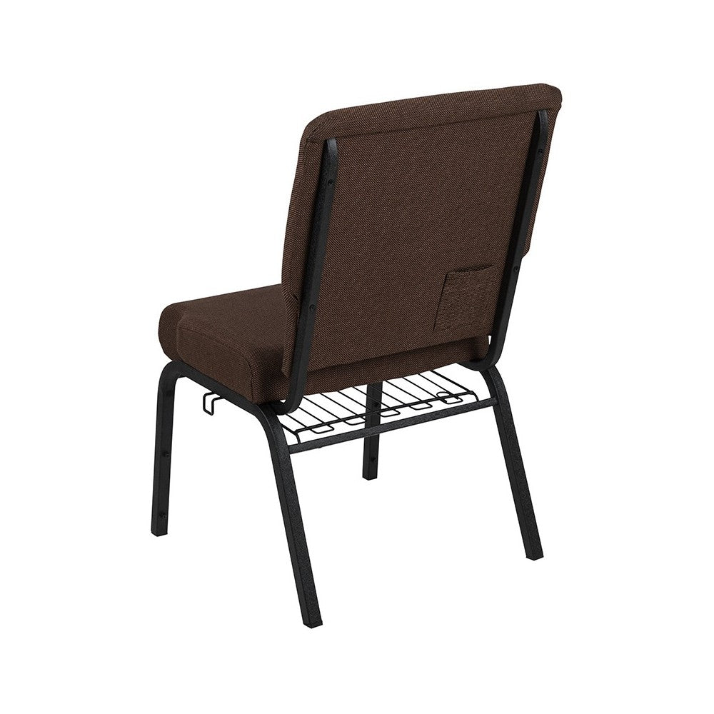 Advantage 20.5 in. Java Molded Foam Church Chair with Book Rack