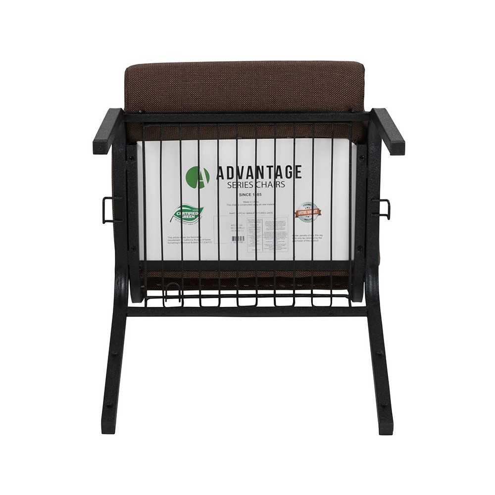 Advantage 20.5 in. Java Molded Foam Church Chair with Book Rack