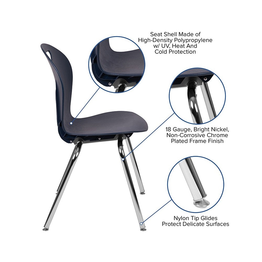 Advantage Titan Navy Student Stack School Chair - 18-inch