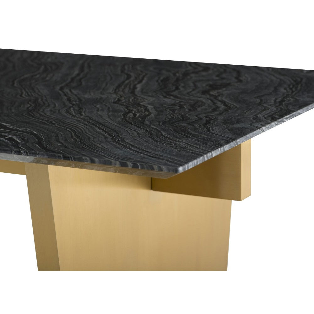 Aiden Black Wood Vein Stone Dining Table, HGNA567