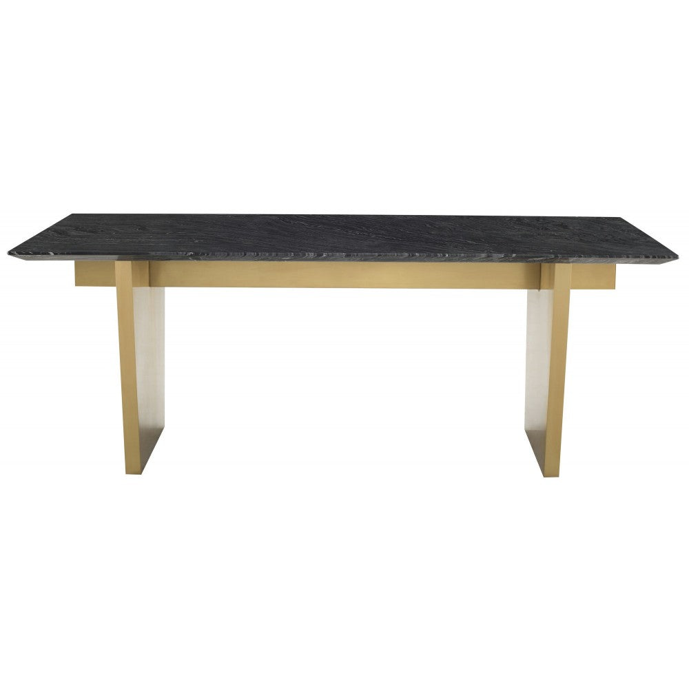 Aiden Black Wood Vein Stone Dining Table, HGNA567