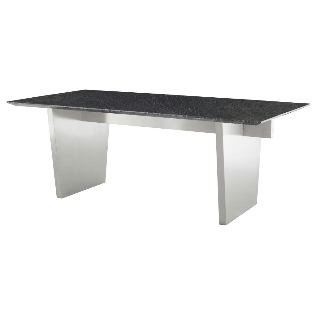 Aiden Black Wood Vein Stone Dining Table, HGNA568