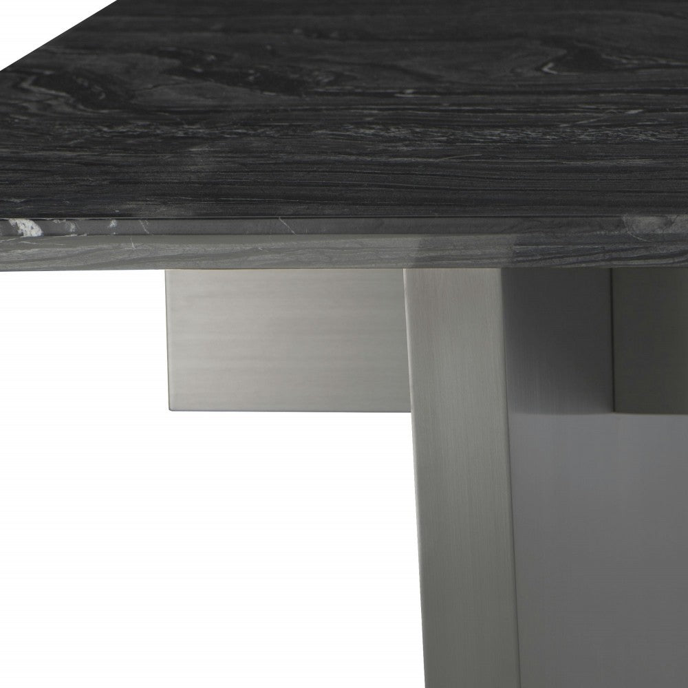 Aiden Black Wood Vein Stone Dining Table, HGNA580