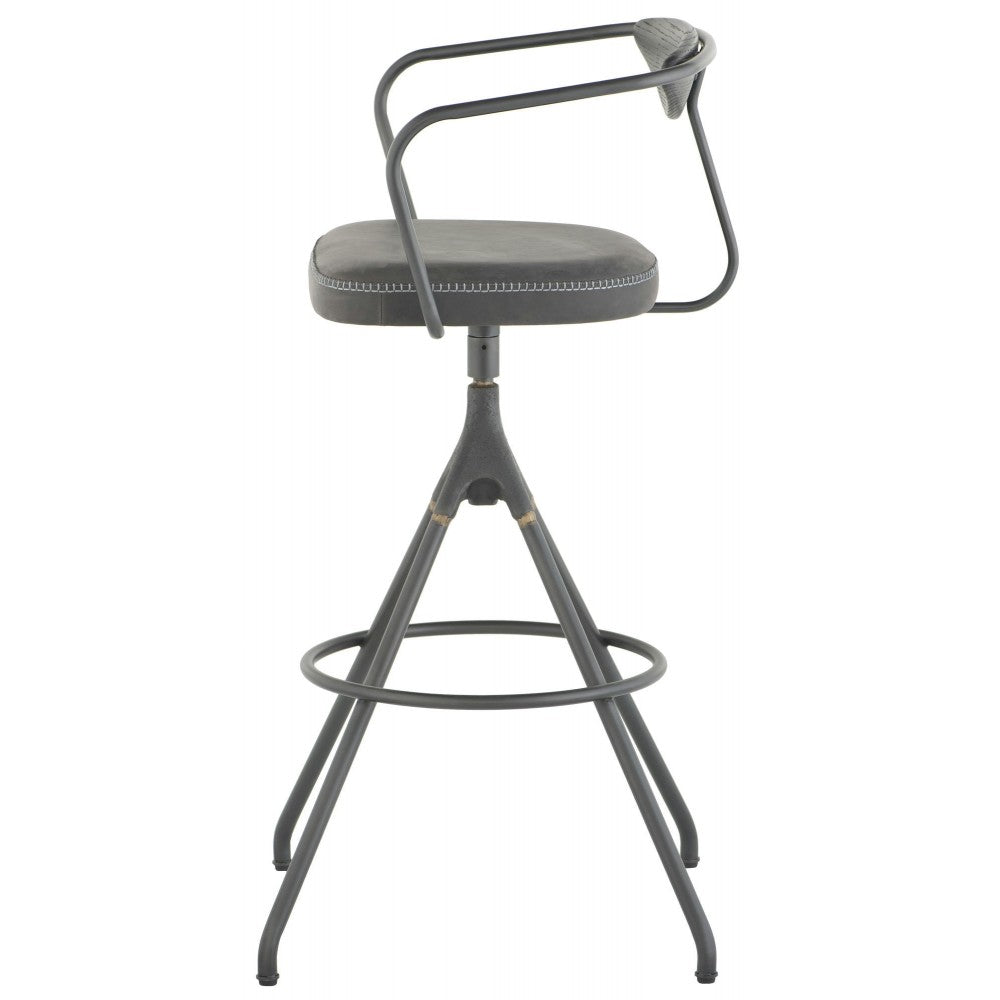 Akron Storm Black Leather Bar Stool