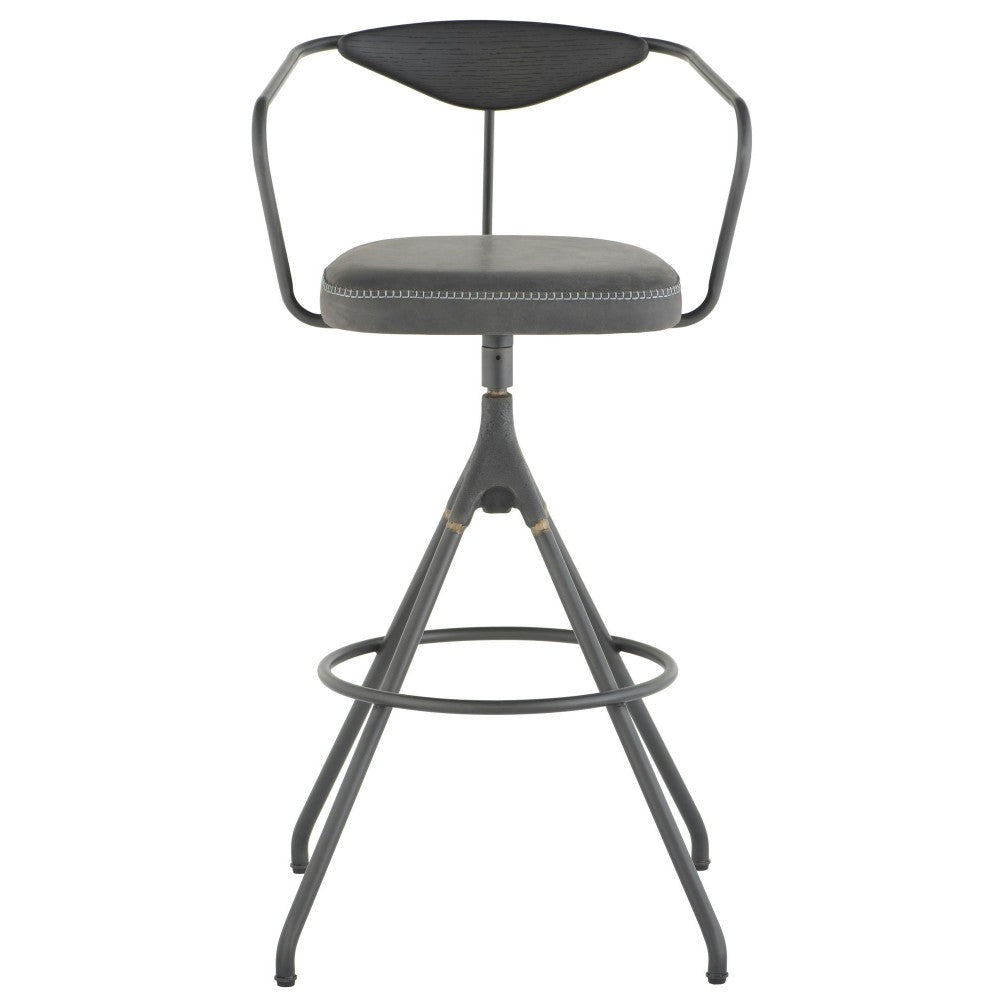 Akron Storm Black Leather Bar Stool