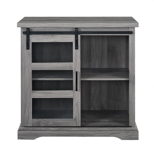 Alba 32" Sliding Glass Door Modern Accent Cabinet - Slate Gray