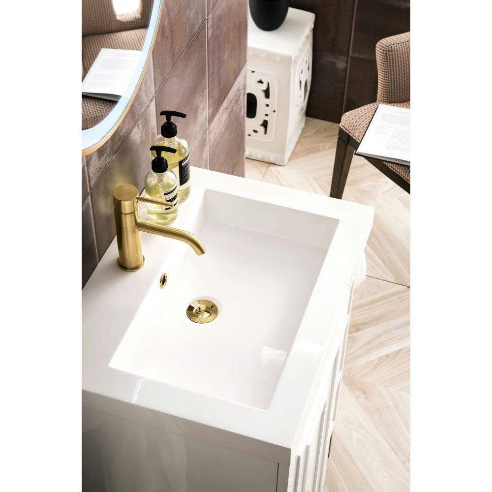 Alicante' 24" Single Vanity  White Radiant Gold w/White  Composite Top