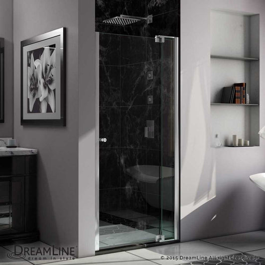 Allure 30-31 in. W x 73 in. H Frameless Pivot Shower Door in Chrome