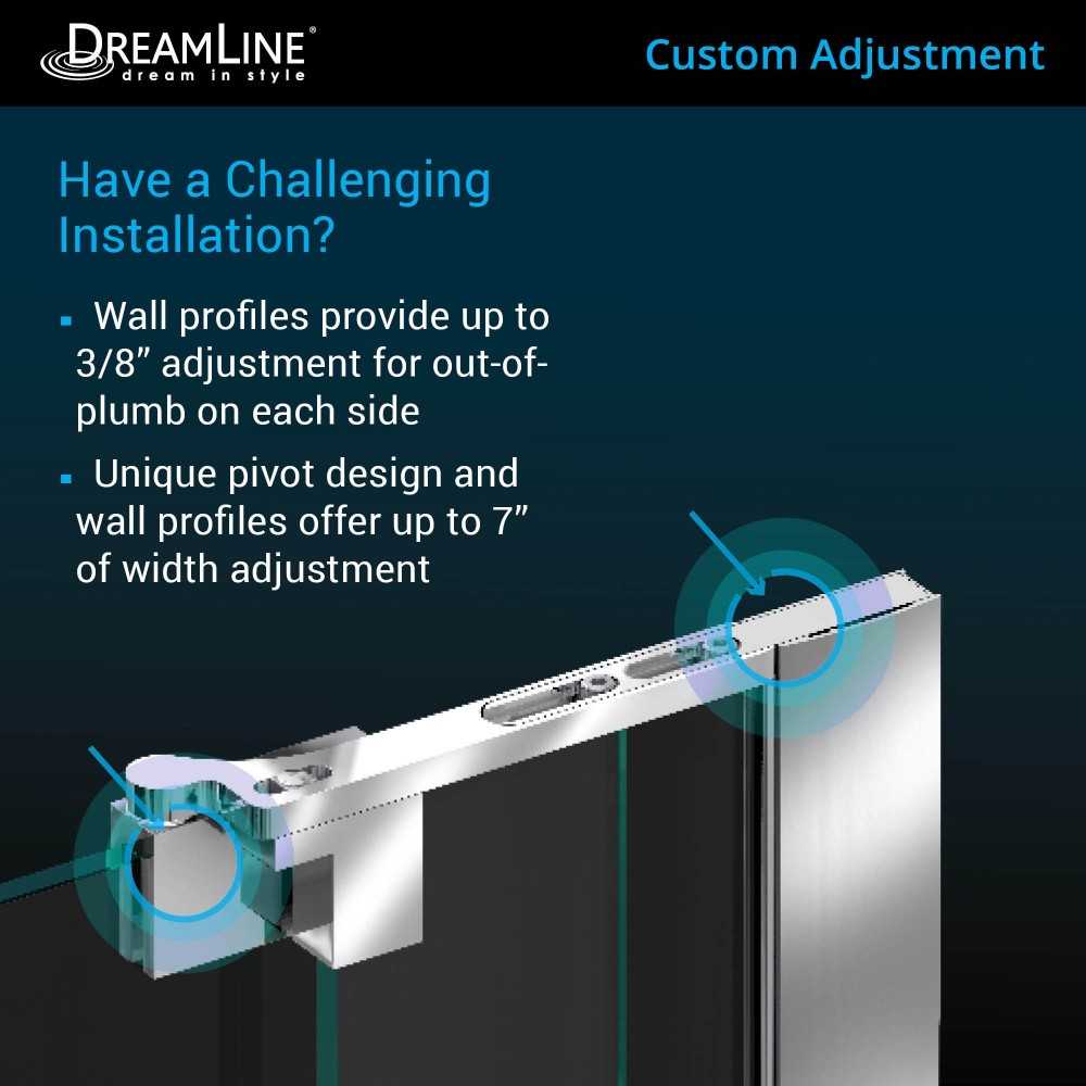 Allure 39-40 in. W x 73 in. H Frameless Pivot Shower Door in Chrome