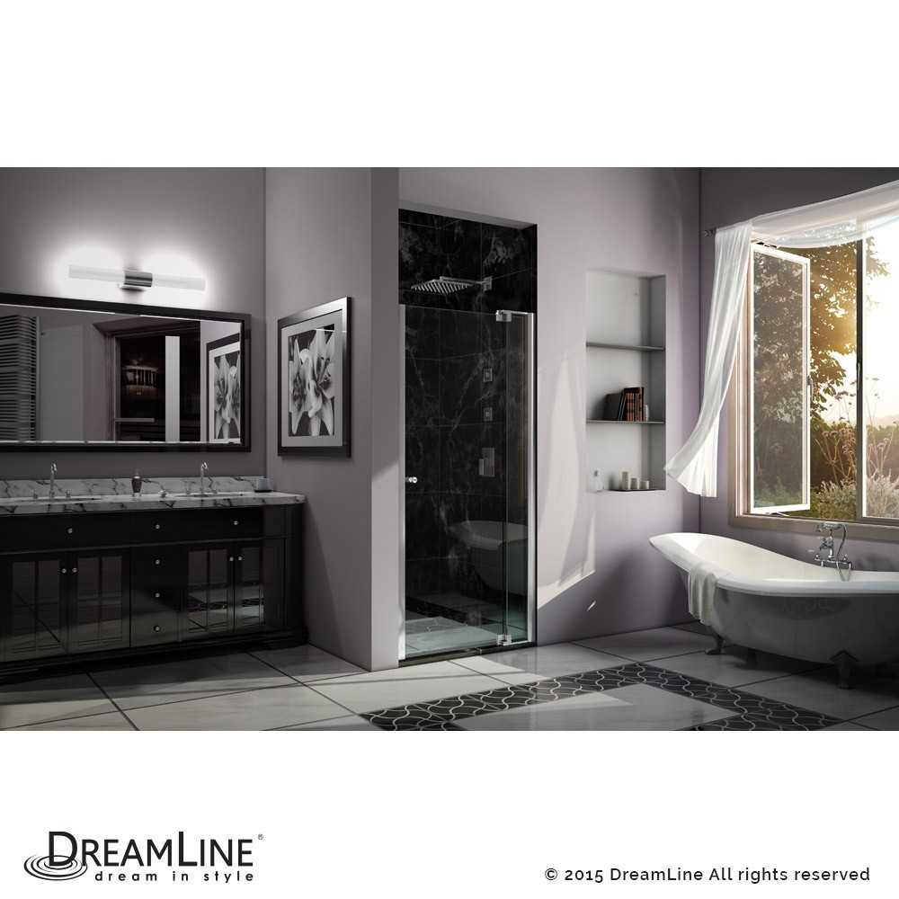 Allure 39-40 in. W x 73 in. H Frameless Pivot Shower Door in Chrome