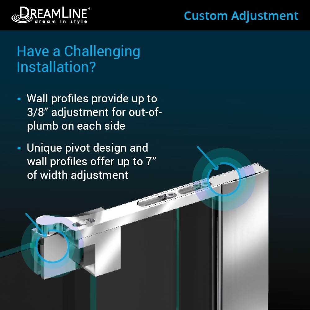 Allure 43-44 in. W x 73 in. H Frameless Pivot Shower Door in Chrome