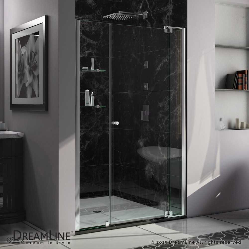 Allure 48-49 in. W x 73 in. H Frameless Pivot Shower Door in Chrome