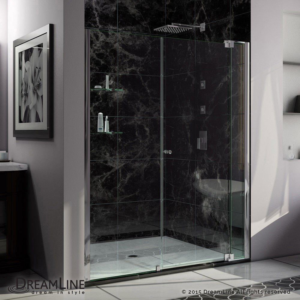 Allure 61-62 in. W x 73 in. H Frameless Pivot Shower Door in Chrome