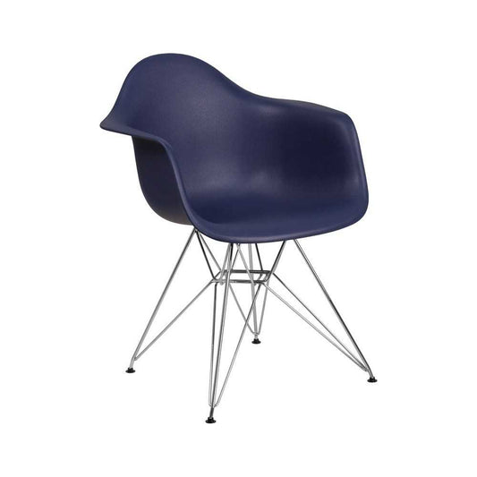Alonza Series Navy Plastic Chair with Chrome Base
