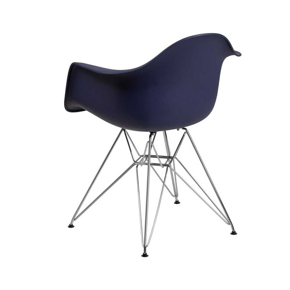 Alonza Series Navy Plastic Chair with Chrome Base