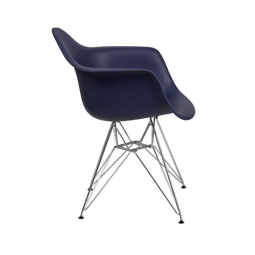 Alonza Series Navy Plastic Chair with Chrome Base