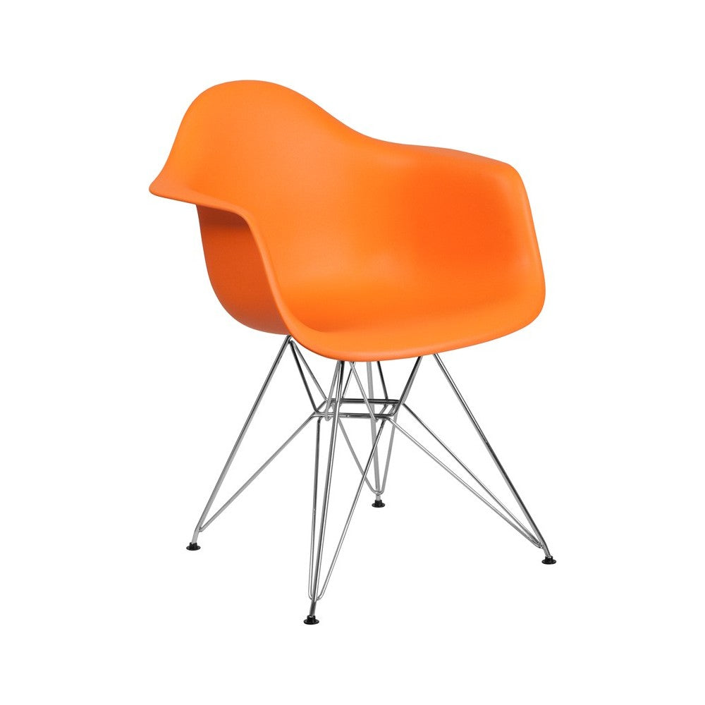 Alonza Series Orange Plastic Chair with Chrome Base
